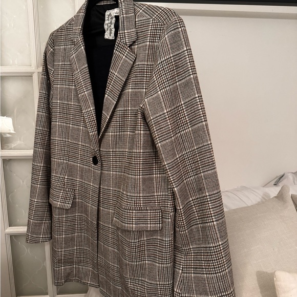 Houndstooth pattern 1 button blazer - Picture 4 of 7